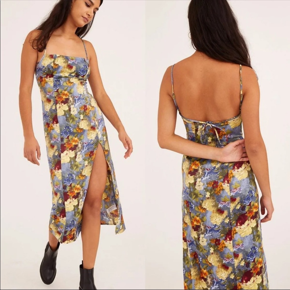 Urban Outfitters Sasha Satin Midi Slip Dress